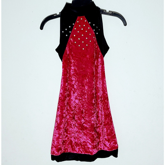 GORGEOUS Weissman Dance Costume Pink Black Velvet Rhinestones Adult Small - Picture 3 of 6